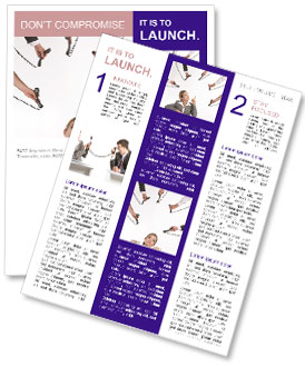 Terrified Businesswoman Offered Telephone Receivers In Photo Newsletter Template