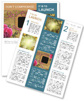 Antique Picture Frames And Red Roses On A Distressed Background Newsletter Template