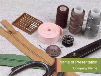 Zipper and Sewing Supplies PowerPoint Template