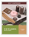 Essential Sewing Supplies: Scissors, Bobbins, Needles, And Fabric Word Template
