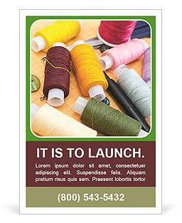 Essential Sewing Supplies: Thread, Scissors, Buttons For Your Next Project Ad Template
