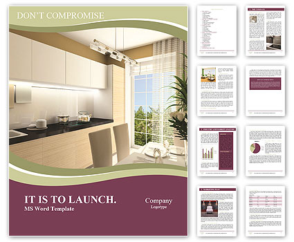 Kitchen Interior Design: Modern Style In Stunning 3D Render Word Template