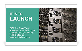 Data Center Setup: Six Computer Cluster In A Server Rack Business Card Template