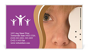 Testing Vision: Optometrist Utilizes Occlusion Technique To Cover Eye Business Card Template