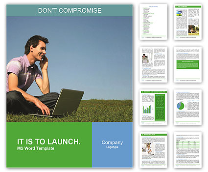 Outdoor Laptop Usage By A Man: Enjoying Technology In Nature Word Template