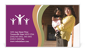 Afternoon Sun Canopied Walkway: Native American Woman And Daughter Business Card Template