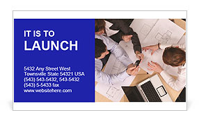 Female Architect Presents Offer To Couple And Reviews Final Pricing Business Card Template