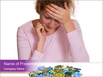 Woman Collecting Puzzle PowerPoint Template