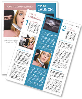 Beautiful Woman In Terror As She Struggles To Free Herself From Criminal With A Knife Newsletter Template
