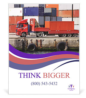 Trucking With Containers: A Guide To Container Transport On The Road. Poster Template