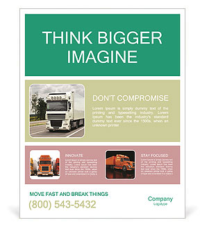 Front-View Of A White Truck Driving On The Highway Poster Template