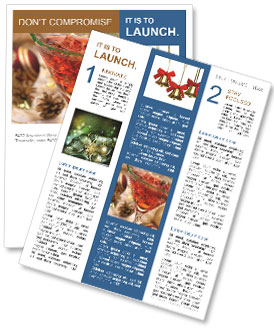 Christmas Cocktail In Martini Glass With Festive Ornaments Newsletter Template