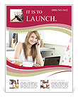 Home-Based Caucasian Woman Multitasking With Laptop And Phone In The Kitchen Flyer Template