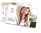 Home-Based Caucasian Woman Multitasking With Laptop And Phone In The Kitchen Postcard Template