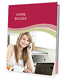 Home-Based Caucasian Woman Multitasking With Laptop And Phone In The Kitchen Presentation Folder