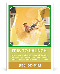 Boy Having Fun in Aquapark Ad Template