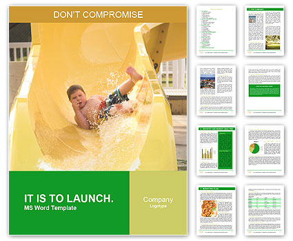 Boy Having Fun in Aquapark Word Template