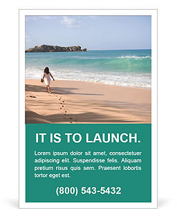 Lonely Woman Walking on the Beach Ad Template