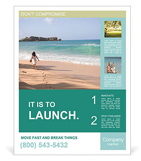 Lonely Woman Walking on the Beach Poster Template