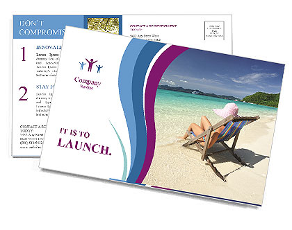 Womna Tanning on Greek Beach Postcard Template