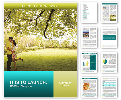 Love Couple Kissing in Green Park Word Template