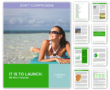 Woman Lying on the Shore of the sea Word Template