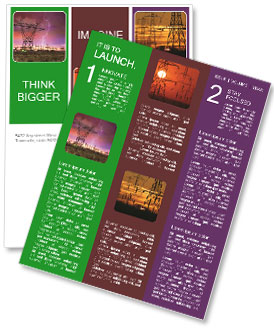 Powerful Lightning Strike On Electricity Towers At Power Distribution Station Creates Dramatic Image. Newsletter Template