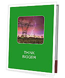Powerful Lightning Strike On Electricity Towers At Power Distribution Station Creates Dramatic Image. Presentation Folder