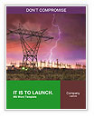 Powerful Lightning Strike On Electricity Towers At Power Distribution Station Creates Dramatic Image. Word Template