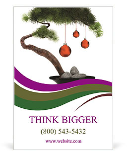 Celebrating Chinese New Year With A Red Sphere Decorated Bonsai Pine Ad Template