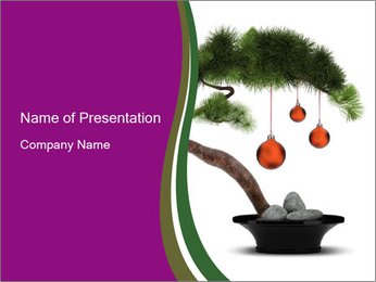 Decorated Bonsai Tree for New Year PowerPoint Template