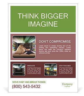 Cozy Media Night: Couple Enjoys Technology And Entertainment On Glowing Flat Screen Tv With Photo Images Poster Template