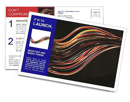 Black Background With Multicolored Computer Cable - Eye-Catching Tech Accessory Postcard Template