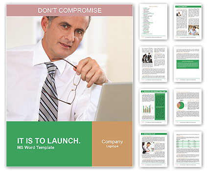 Businessman In A Portrait Pose Engaged In Laptop Computer Work Word Template