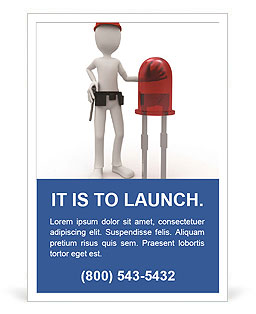 Isolated 3D Engineer Man With Led On White Background Ad Template