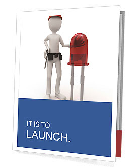 Isolated 3D Engineer Man With Led On White Background Presentation Folder