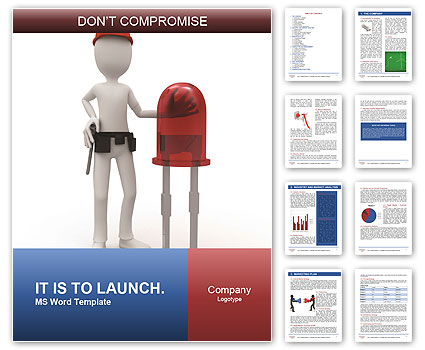 Isolated 3D Engineer Man With Led On White Background Word Template