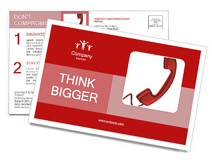 Isolated Illustration Of A Red Phone On A White Background Postcard Template