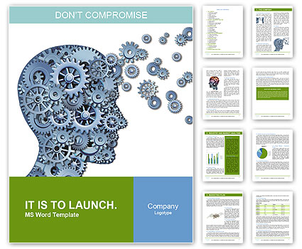 Isolated Symbol Of Leadership And Education With Gears And Cogs Inside A Human Head Shape, Representing The Transfer And Sharing Word Template
