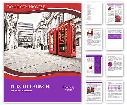 Street Decor: Two Eye-Catching Red Phone Booths Word Template