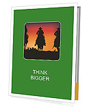 Vector Illustration Of Three Cowboys On A Sunset Background For Stock Use Presentation Folder
