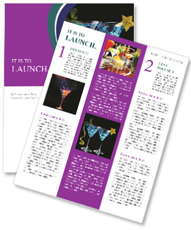 Stylish Blue Martini Cocktail Served In Elegant Glasses On A Dark Background Newsletter Template