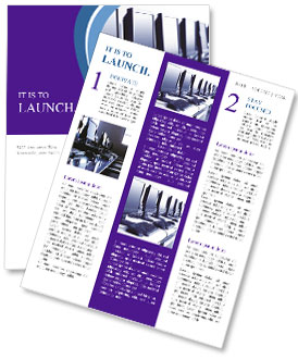 Neatly Organized Computer Lab With Rows Of Computers. Newsletter Template