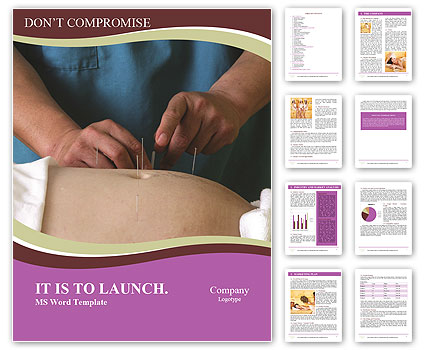Acupuncture Treatment: A Man Receiving Needle Placement On His Stomach By A Practitioner Word Template