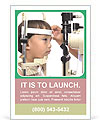Pediatric Eye Exam: Young Boy Using Slit Lamp Microscope Ad Template