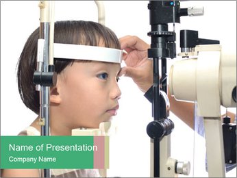 Kid at Oculist PowerPoint Template