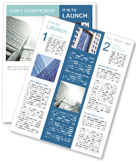 Night Skyscraper In Business Center With Black Glass Texture Newsletter Template