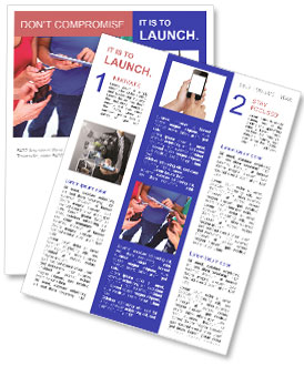 Technology: Human Hands Holding A Smartphone And Tablet Computer Newsletter Template