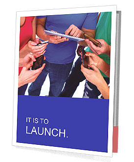 Technology: Human Hands Holding A Smartphone And Tablet Computer Presentation Folder