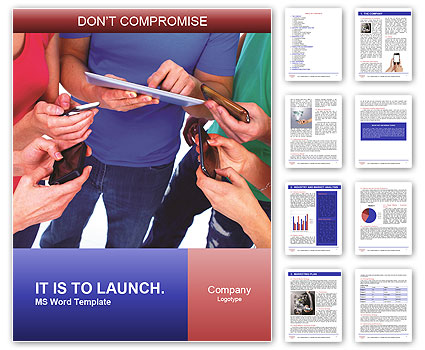 Technology: Human Hands Holding A Smartphone And Tablet Computer Word Template